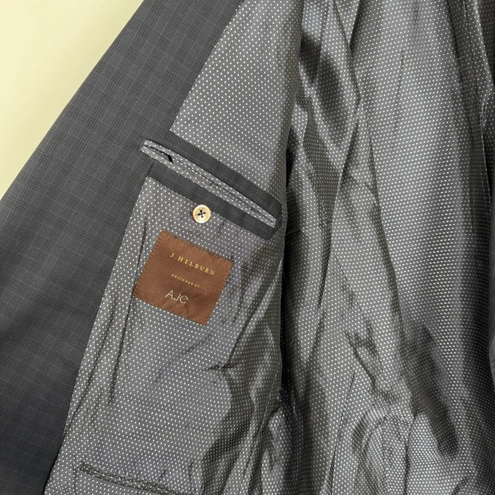 J. Hilburn Vitale Barberis Canonico Wool Blazer‎ Navy Plaid 47L Classic Fit